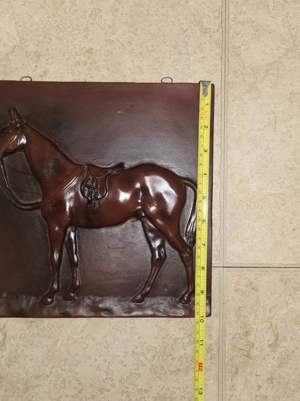 Vintage Embossed Wall Plaque Horse Brown Tone 10